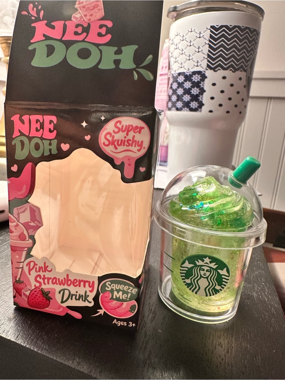 Starbucks Pink & Green Nee Doh Strawberry Stress Squeeze - Picture 2 of 8